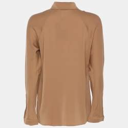 مملوكة مسبقًا Max Mara Beige Silk Button Front Top S