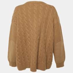 Pre Owned Max Mara Brown Wool & Cashmere Cable Knit Sweater XXL