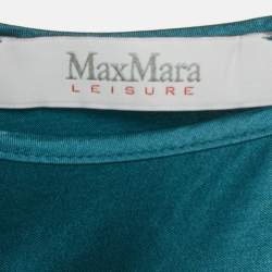 Pre Owned Max Mara Leisure Teal Blue Satin Sleeveless Midi Dress S