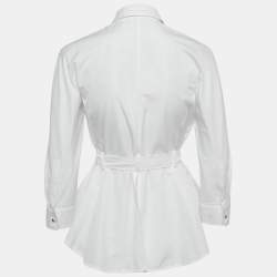 Pre Owned قميص ماكس مارا قطن أبيض بأكمام طويلة مع حزام مقاس صغير