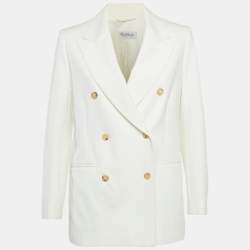 مملوكة مسبقًا Max Mara White Crepe Double Breasted Blazer S