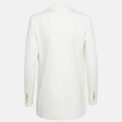 مملوكة مسبقًا Max Mara White Crepe Double Breasted Blazer S