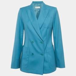 Pre Owned Max Mara Blue Wool Double Breasted Blazer M