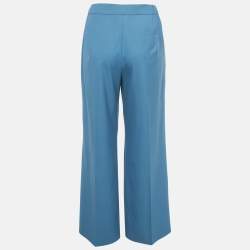 مملوكة مسبقًا Max Mara Blue Wool Elastic Waist Trousers M