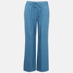 مملوكة مسبقًا Max Mara Blue Wool Elastic Waist Trousers M
