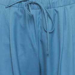 مملوكة مسبقًا Max Mara Blue Wool Elastic Waist Trousers M