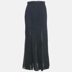 مملوكة مسبقًا Max Mara Blue Denim & Silk Nicia Pleated Maxi Skirt S