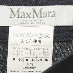 Pre Owned Max Mara Blue Denim & Silk Nicia Pleated Maxi Skirt S