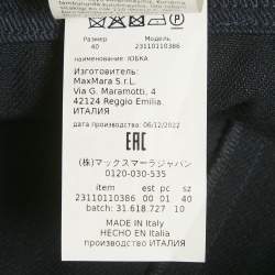 Pre Owned Max Mara Blue Denim & Silk Nicia Pleated Maxi Skirt S