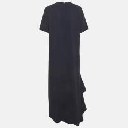 Pre Owned Max Mara Navy Blue Crepe Asymmetric Maxi Dress M