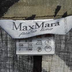 Pre Owned Max Mara Black Floral Print Linen Light Jacket S 