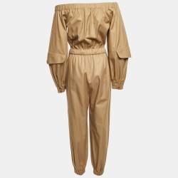 مملوكة مسبقًا Max Mara Dark Beige Cotton Romana Jumpsuit M
