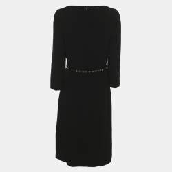 Pre Owned فستان ميدي ماكس مارا خليط صوف أسود مع حزام مقاس كبير - لارج