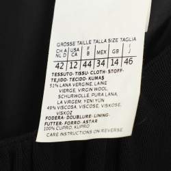 Pre Owned فستان ميدي ماكس مارا خليط صوف أسود مع حزام مقاس كبير - لارج