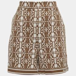 Pre Owned Max Mara Brown Monogram Stretch Knit Trousers L