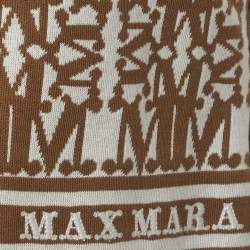 Pre Owned Max Mara Brown Monogram Stretch Knit Trousers L
