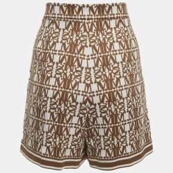 Pre Owned Max Mara Brown Monogram Stretch Knit Trousers L