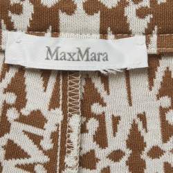 Pre Owned Max Mara Brown Monogram Stretch Knit Trousers L