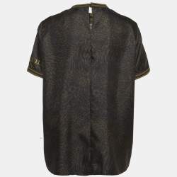 مملوكة مسبقًا توب ماكس مارا بطبعة فهد من الحرير أسود/أخضر مقاس كبير