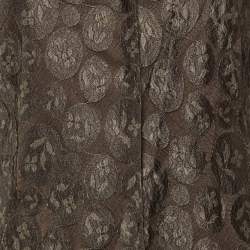 Pre Owned طقم بلوزة وتنورة ماكس مارا بني دانتيل بأزرار مقاس متوسط (ميديوم)