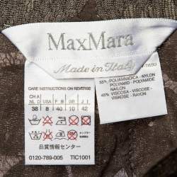 Pre Owned طقم بلوزة وتنورة ماكس مارا بني دانتيل بأزرار مقاس متوسط (ميديوم)