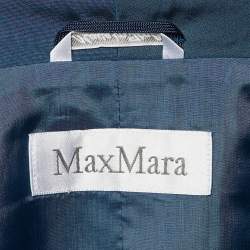 مملوكة مسبقًا Max Mara Teal Blue Satin Button Front Blazer M