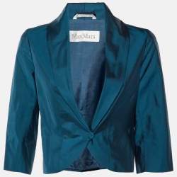 مملوكة مسبقًا Max Mara Teal Blue Satin Button Front Blazer M