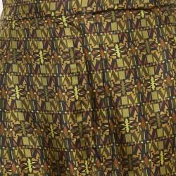 Pre Owned Max Mara Green All Over Print Silk Side Slit Moxa Pants M