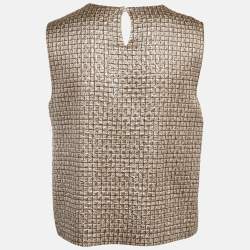 Pre Owned Max mara Brown Lurex Jacquard Sleeveless Top L
