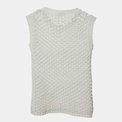 Pre Owned Max Mara White Crochet Knit Tank Top S