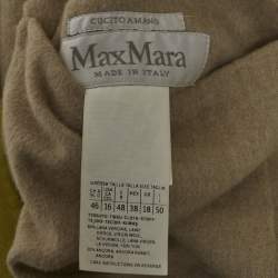 مملوكة مسبقًا Max Mara Beige/Neon Green Wool Belted Coat XL