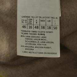 مملوكة مسبقًا Max Mara Beige/Neon Green Wool Belted Coat XL