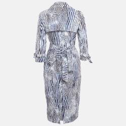 Pre Owned فستان ماكـس مارا ميدي قطن مطبوع أزرق/أبيض مقاس متوسط - ميديوم