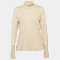Pre Owned Max Mara Beige Jersey Turtleneck Top XL