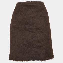 مملوكة مسبقًا Max Mara Brown Alpaca Wool Pencil Skirt M