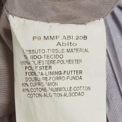 Pre Owned Max Mara Grey Printed Plisse Midi Dress M