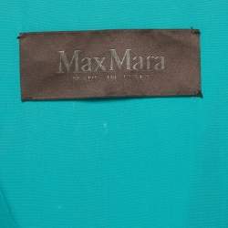 Pre Owned Max Mara Turquoise Plisse Pleated V-Neck Maxi Dress M