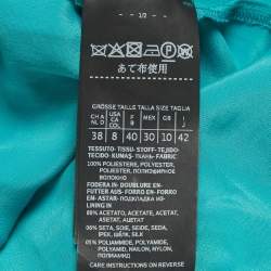 Pre Owned Max Mara Turquoise Plisse Pleated V-Neck Maxi Dress M