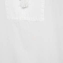 Pre Owned Max Mara White Poplin Tassel Trim V-Neck Tunic Dress M
