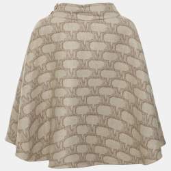 Pre Owned Max Mara Beige Logo Printed Cashmere and Wool Blend Cape XS