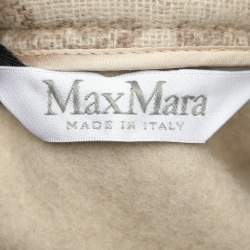 Pre Owned Max Mara Beige Logo Printed Cashmere and Wool Blend Cape XS