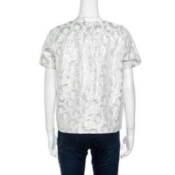 Pre Owned Weekend Max Mara Cream Floral Lurex Detail Falena Top M