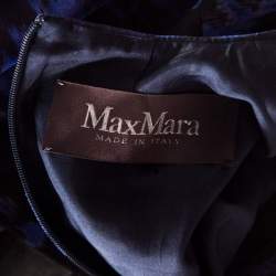 Pre Owned Max Mara Black and Blue Floral Printed Sleeveless Acinoso Gown S