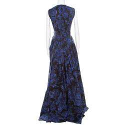 Pre Owned Max Mara Black and Blue Floral Printed Sleeveless Acinoso Gown S