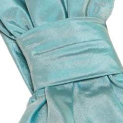 Pre Owned Max Mara Pale Blue Silk Organza Draped Bow Detail Halter Dress M