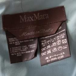Pre Owned Max Mara Pale Blue Silk Organza Draped Bow Detail Halter Dress M