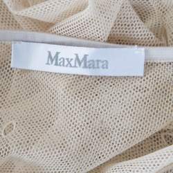 Pre Owned Max Mara Beige Stretch Nylon Mesh Eyelet Embroidered Sheer Top M