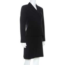 Pre Owned Max Mara Black Wool Blend Skirt Suit S