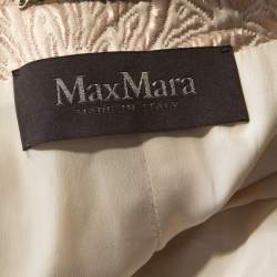 Max Mara Cream Lurex Floral Pattern Jacquard Cropped Jacket S 