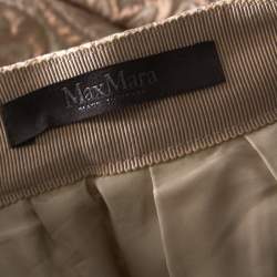 Max Mara Cream Lurex Floral Pattern Jacquard Long Skirt S 